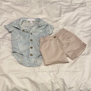 Rachel Zoe Light Blue and Beige Kids Shorts Set